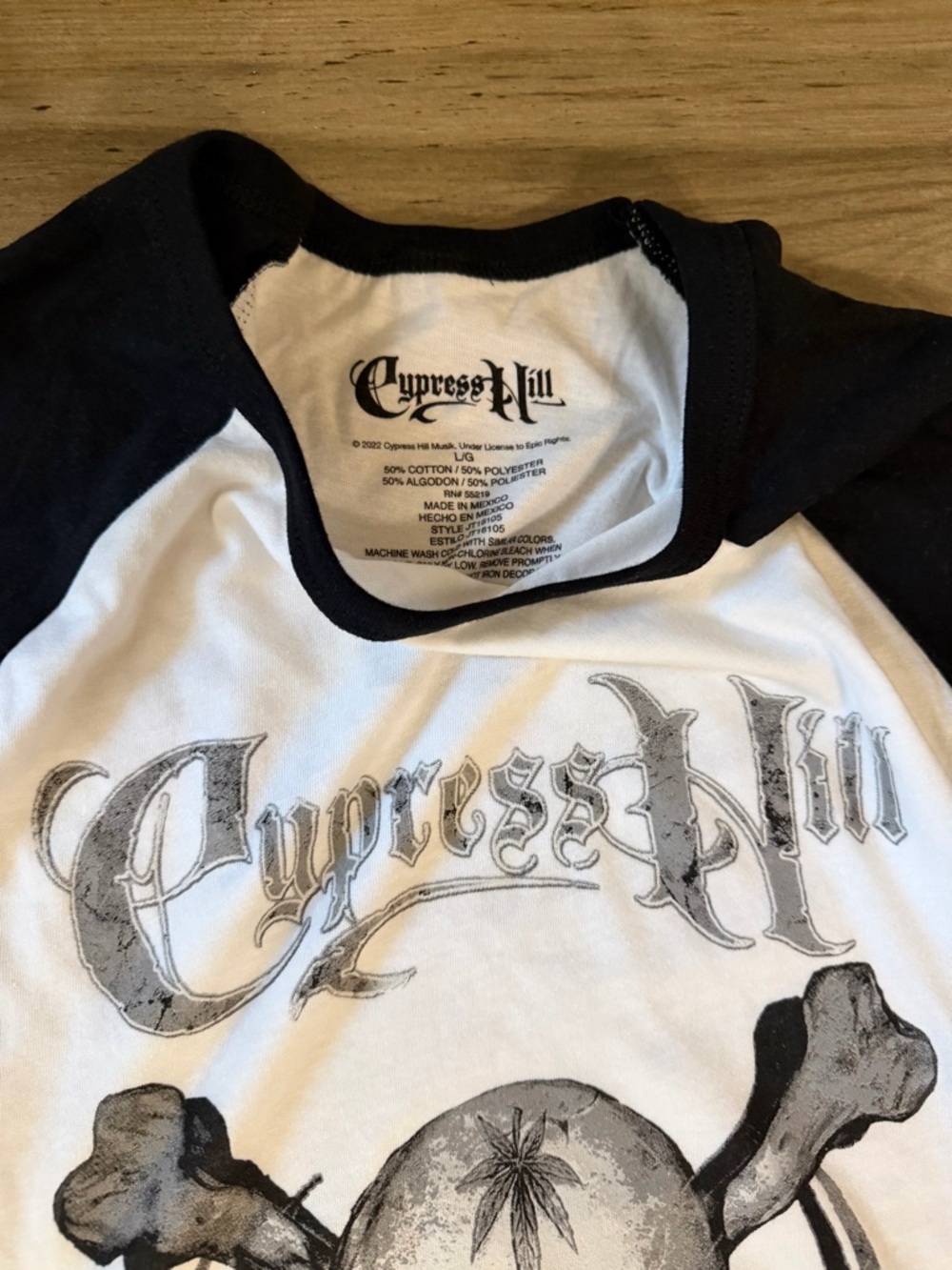 Cypress Hill kids Skull & Bones Raglan Tee - Black & White - Picture 2 of 2